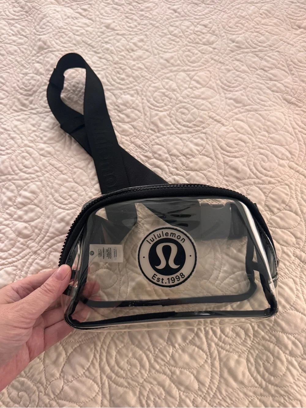 Lululemon Clear Belt Bag 1L Black Logo Est. 1998 Crossbody Stadium Bag